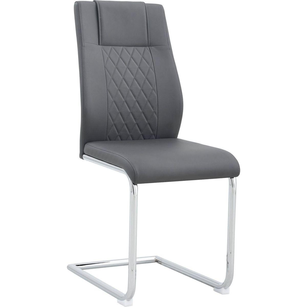 Modern Dining Chairs with Faux Leather Padded Seat Dining Living Room Chairs Upholstered Chair with Metal Legs Design for Kitchen, Living, Bedroom, Dining Room Side Chairs Set of 4 (Grey+PU)