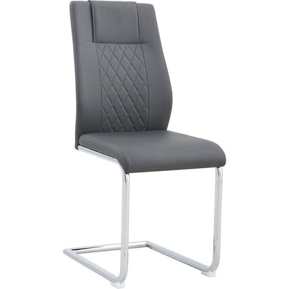 Modern Dining Chairs with Faux Leather Padded Seat Dining Living Room Chairs Upholstered Chair with Metal Legs Design for Kitchen, Living, Bedroom, Dining Room Side Chairs Set of 4 (Grey+PU)