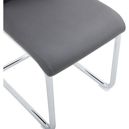 Modern Dining Chairs with Faux Leather Padded Seat Dining Living Room Chairs Upholstered Chair with Metal Legs Design for Kitchen, Living, Bedroom, Dining Room Side Chairs Set of 4 (Grey+PU)