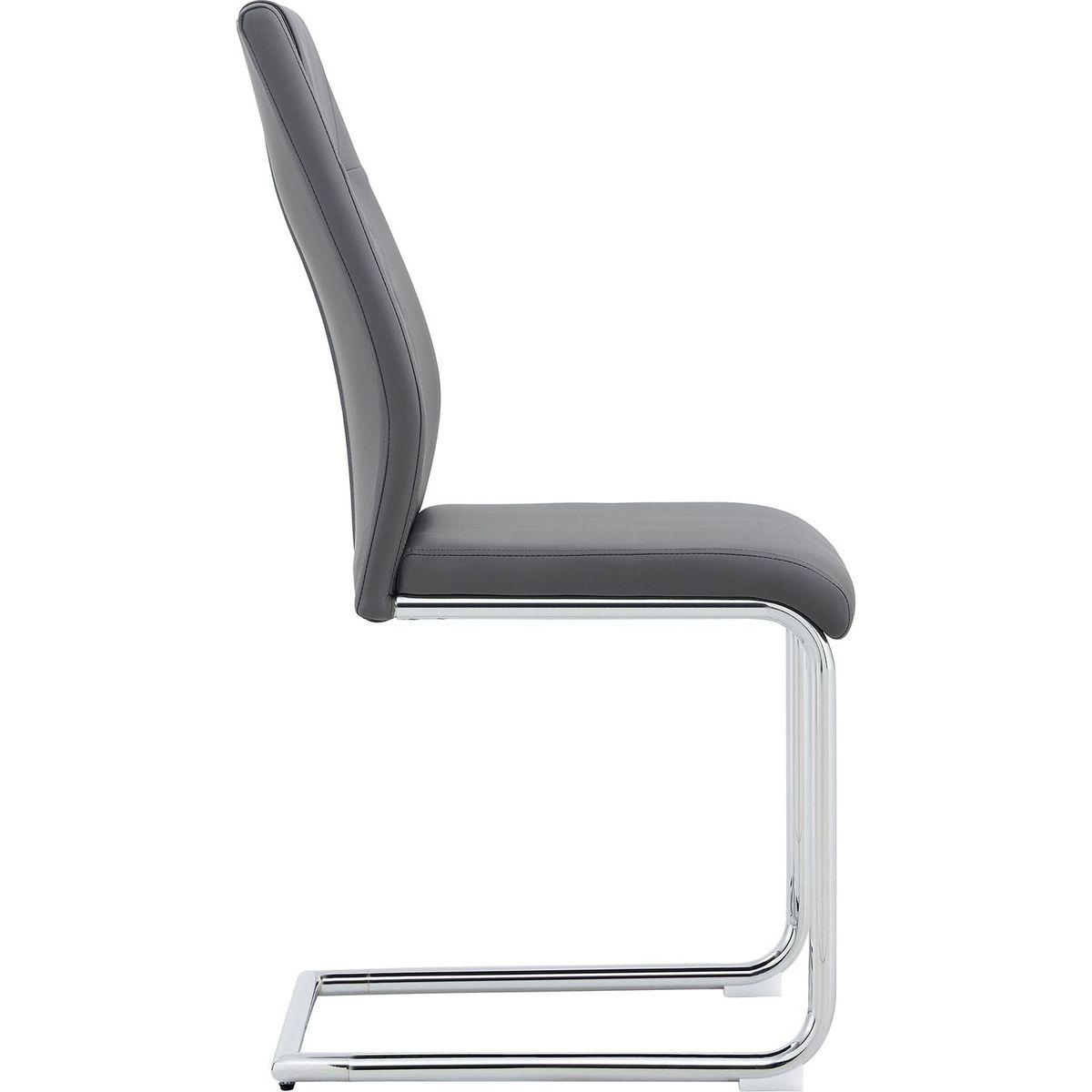 Modern Dining Chairs with Faux Leather Padded Seat Dining Living Room Chairs Upholstered Chair with Metal Legs Design for Kitchen, Living, Bedroom, Dining Room Side Chairs Set of 4 (Grey+PU)