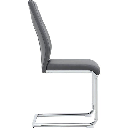 Modern Dining Chairs with Faux Leather Padded Seat Dining Living Room Chairs Upholstered Chair with Metal Legs Design for Kitchen, Living, Bedroom, Dining Room Side Chairs Set of 4 (Grey+PU)