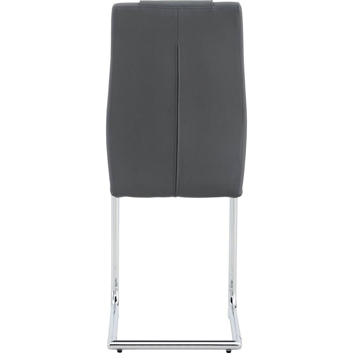 Modern Dining Chairs with Faux Leather Padded Seat Dining Living Room Chairs Upholstered Chair with Metal Legs Design for Kitchen, Living, Bedroom, Dining Room Side Chairs Set of 4 (Grey+PU)