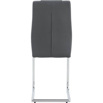 Modern Dining Chairs with Faux Leather Padded Seat Dining Living Room Chairs Upholstered Chair with Metal Legs Design for Kitchen, Living, Bedroom, Dining Room Side Chairs Set of 4 (Grey+PU)