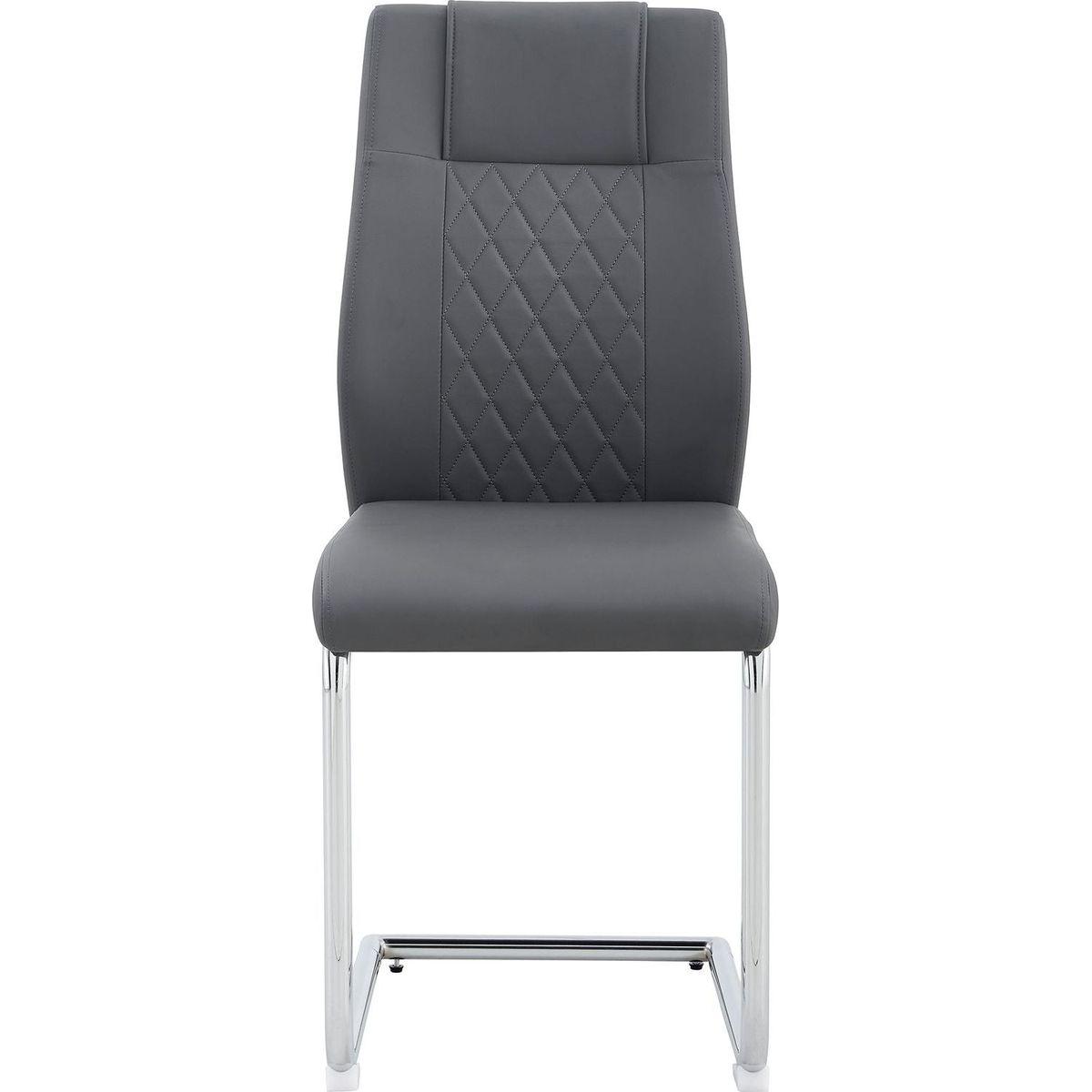 Modern Dining Chairs with Faux Leather Padded Seat Dining Living Room Chairs Upholstered Chair with Metal Legs Design for Kitchen, Living, Bedroom, Dining Room Side Chairs Set of 4 (Grey+PU)