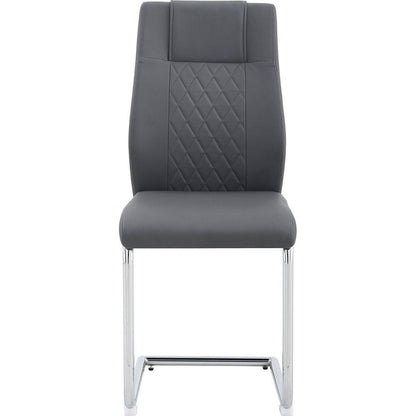 Modern Dining Chairs with Faux Leather Padded Seat Dining Living Room Chairs Upholstered Chair with Metal Legs Design for Kitchen, Living, Bedroom, Dining Room Side Chairs Set of 4 (Grey+PU)