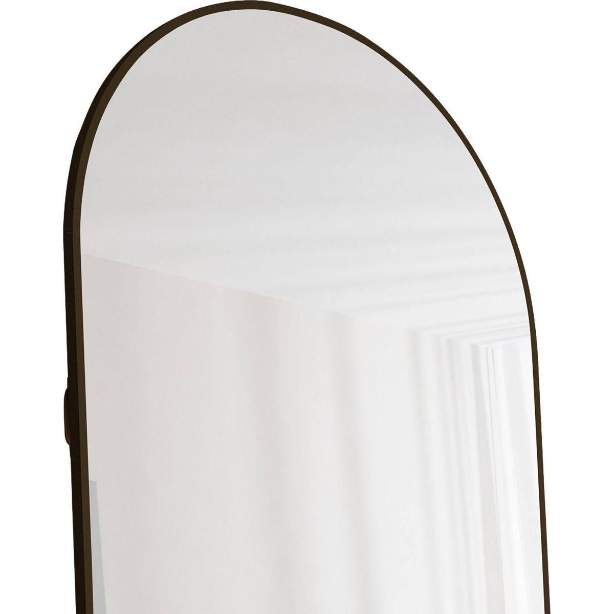 The 3st generation of floor mounted full length mirrors. Aluminum alloy metal frame arched wall mirror, bathroom makeup mirror, bedroom porch, clothing store, wall mounted. Black 65 "x 23"