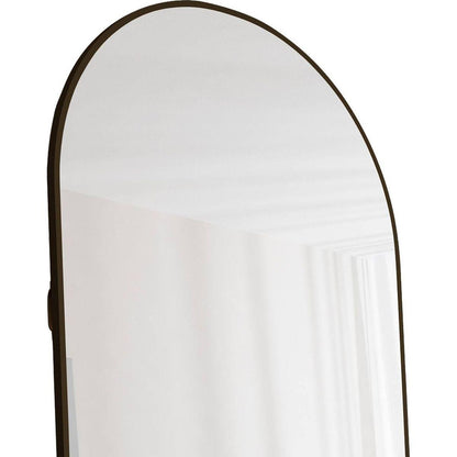 The 3st generation of floor mounted full length mirrors. Aluminum alloy metal frame arched wall mirror, bathroom makeup mirror, bedroom porch, clothing store, wall mounted. Black 65 "x 23"