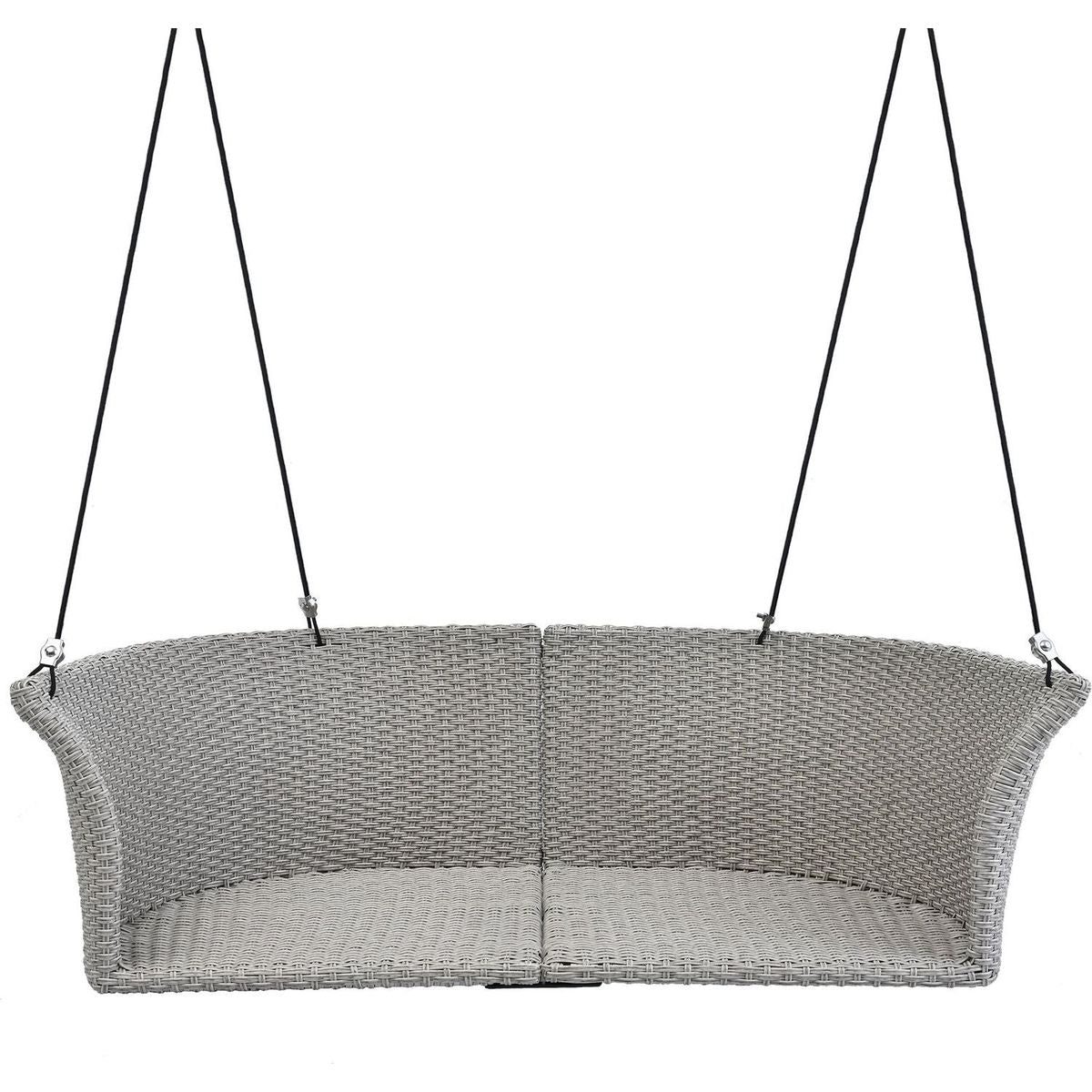 51.9" 2-Person Hanging Seat, Rattan Woven Swing Chair, Porch Swing With Ropes, Gray Wicker And Cushion