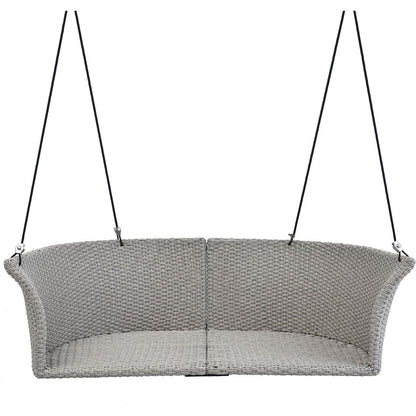 51.9" 2-Person Hanging Seat, Rattan Woven Swing Chair, Porch Swing With Ropes, Gray Wicker And Cushion