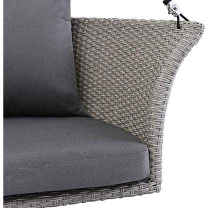 51.9" 2-Person Hanging Seat, Rattan Woven Swing Chair, Porch Swing With Ropes, Gray Wicker And Cushion