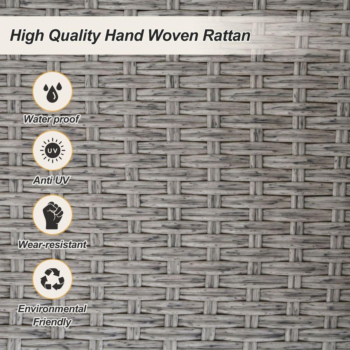 51.9" 2-Person Hanging Seat, Rattan Woven Swing Chair, Porch Swing With Ropes, Gray Wicker And Cushion