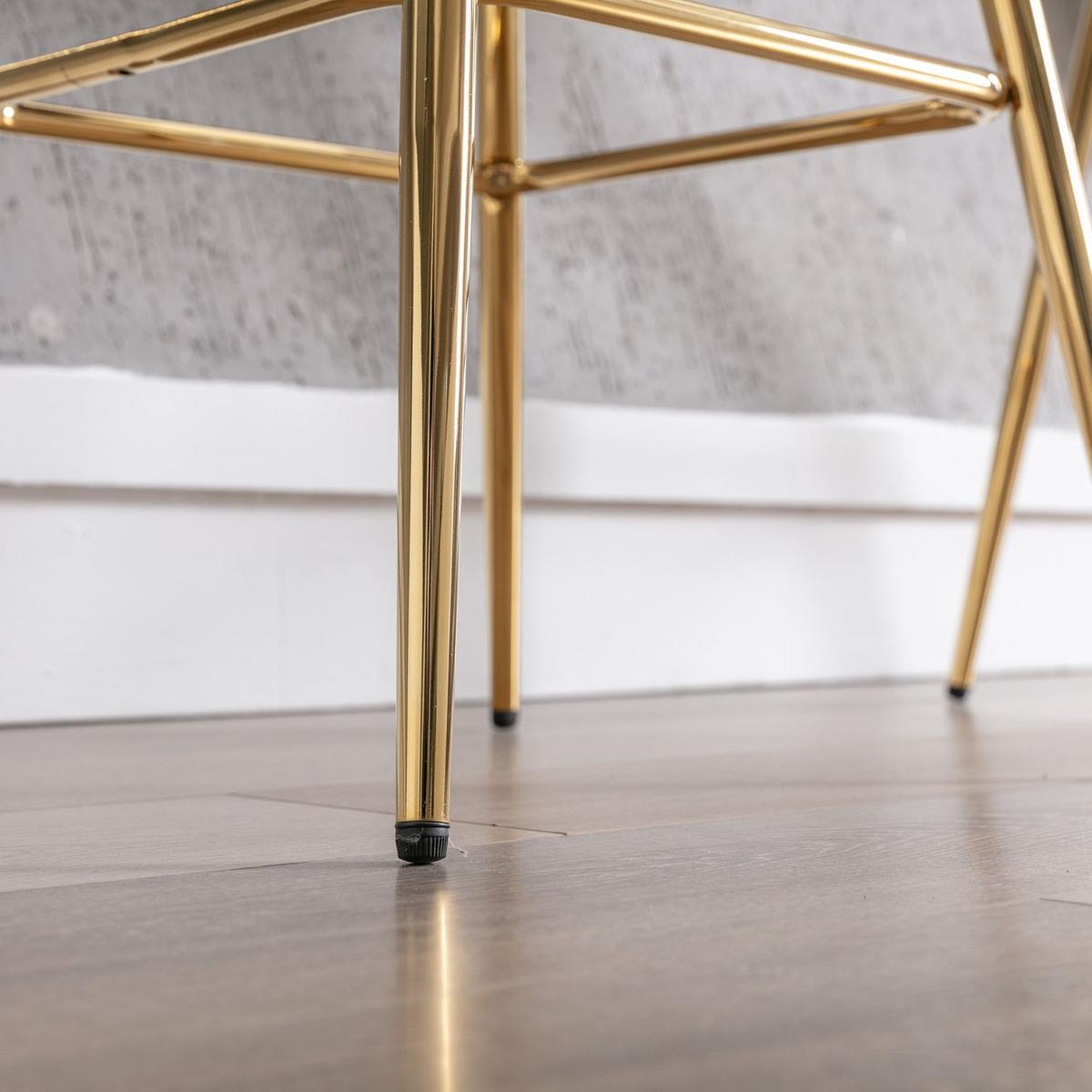 30 Inch Set of 2 Bar Stools,with Chrome Footrest and Base Velvet + Golden Leg Simple Bar Stool,CREAM