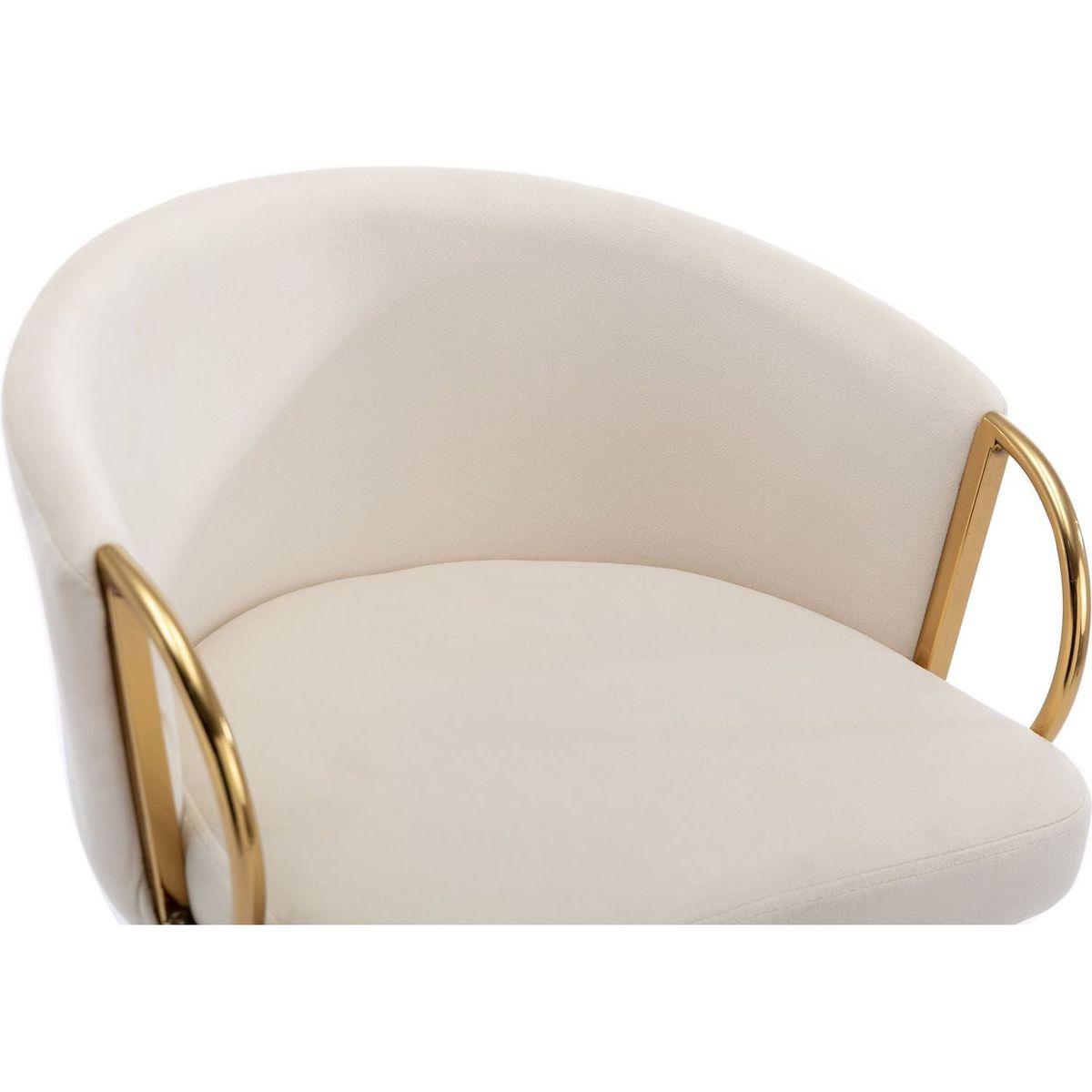 30 Inch Set of 2 Bar Stools,with Chrome Footrest and Base Velvet + Golden Leg Simple Bar Stool,CREAM