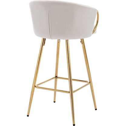 30 Inch Set of 2 Bar Stools,with Chrome Footrest and Base Velvet + Golden Leg Simple Bar Stool,CREAM