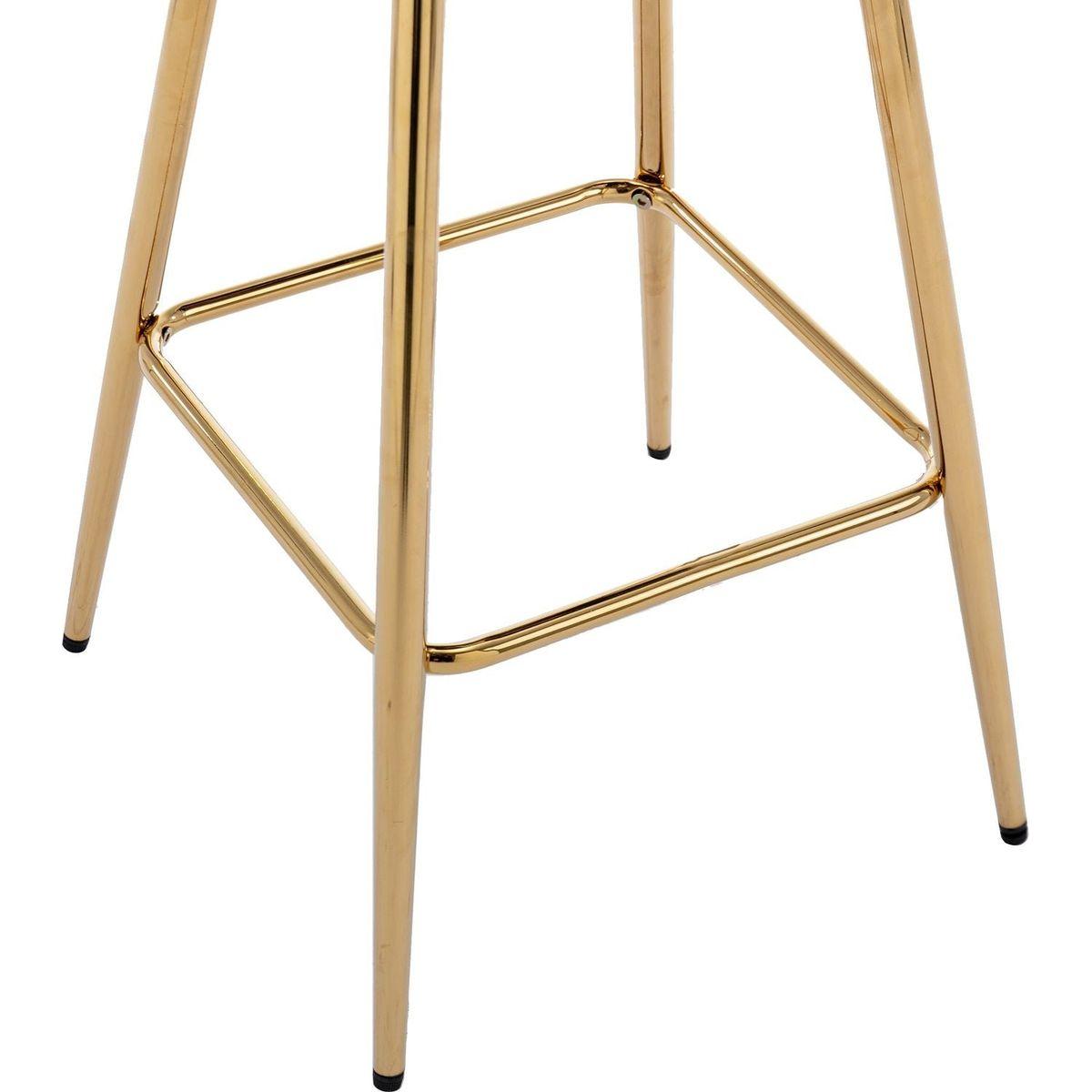 30 Inch Set of 2 Bar Stools,with Chrome Footrest and Base Velvet + Golden Leg Simple Bar Stool,CREAM