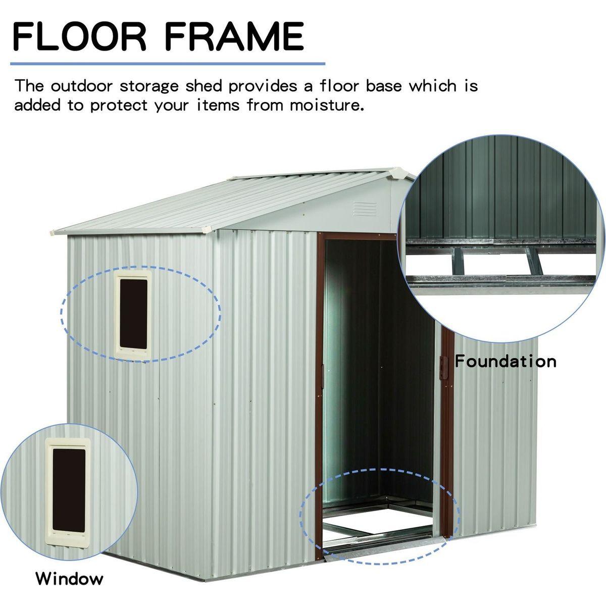 8ft x 4ft Outdoor Metal Storage Shed With window White