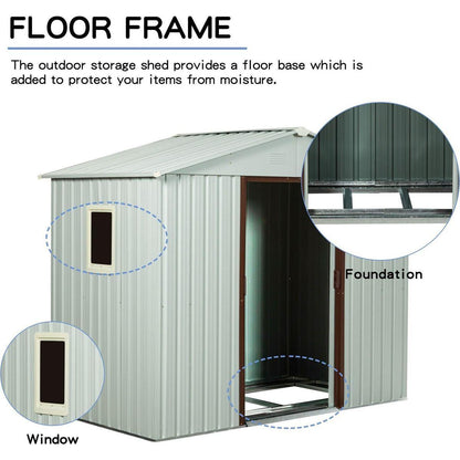 8ft x 4ft Outdoor Metal Storage Shed With window White