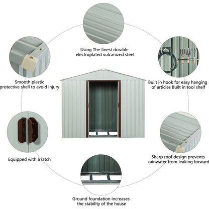 8ft x 4ft Outdoor Metal Storage Shed With window White