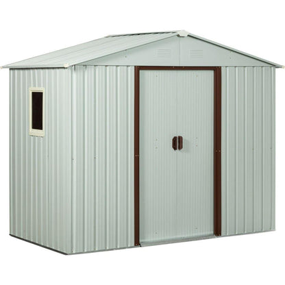 8ft x 4ft Outdoor Metal Storage Shed With window White