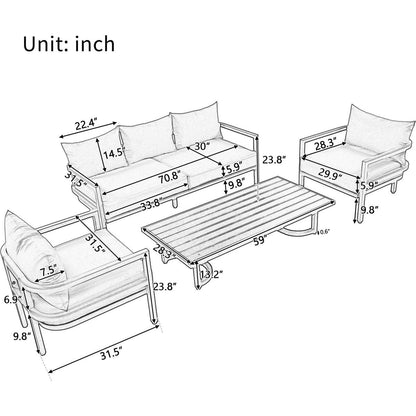 Multi-person Outdoor Steel Sofa Set, Waterproof, Anti-rust and Anti-uv, Suitable for Gardens and Lawns