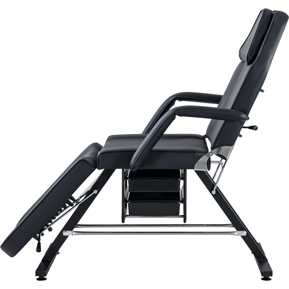 Massage Salon Tattoo Chair with Two Trays Esthetician Bed with Hydraulic Stool,Multi-Purpose 3-Section Facial Bed Table, Adjustable Beauty Barber Spa Beauty Equipment, Black