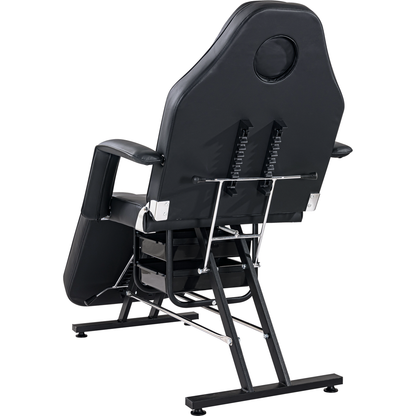 Massage Salon Tattoo Chair with Two Trays Esthetician Bed with Hydraulic Stool,Multi-Purpose 3-Section Facial Bed Table, Adjustable Beauty Barber Spa Beauty Equipment, Black