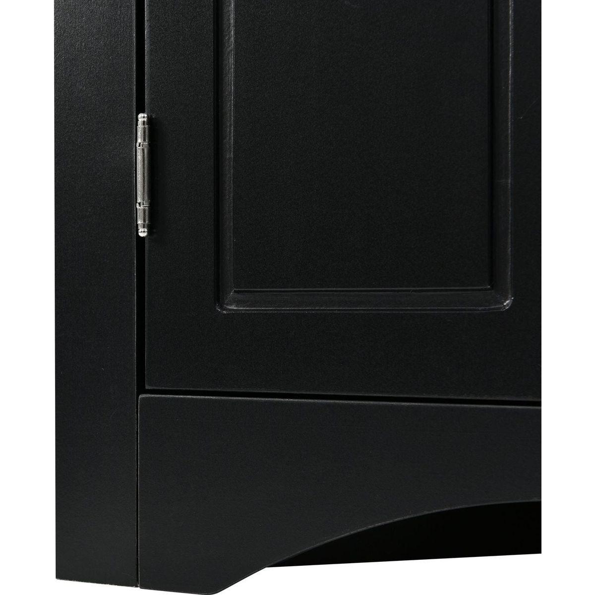 Black Triangle Bathroom Storage Cabinet with Adjustable Shelves, Freestanding Floor Cabinet for Home Kitchen