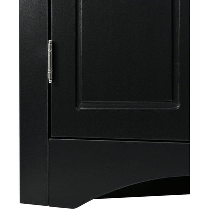 Black Triangle Bathroom Storage Cabinet with Adjustable Shelves, Freestanding Floor Cabinet for Home Kitchen