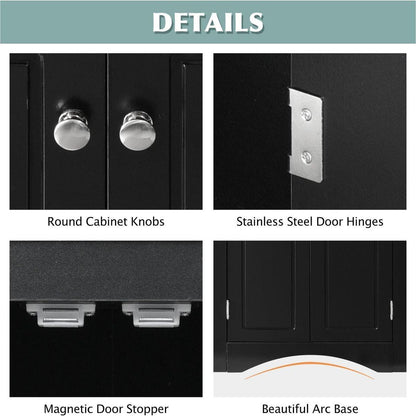 Black Triangle Bathroom Storage Cabinet with Adjustable Shelves, Freestanding Floor Cabinet for Home Kitchen