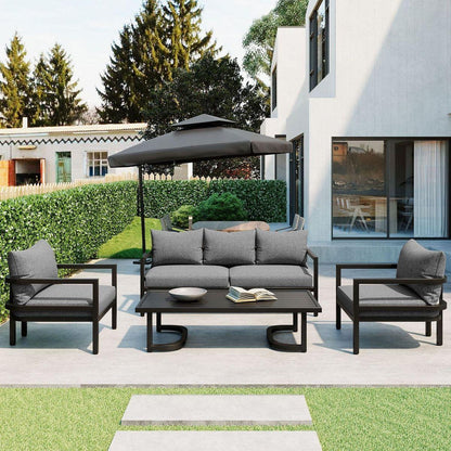 Multi-person Outdoor Steel Sofa Set, Waterproof, Anti-rust and Anti-uv, Suitable for Gardens and Lawns