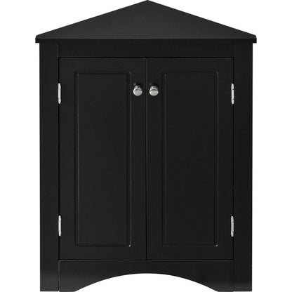 Black Triangle Bathroom Storage Cabinet with Adjustable Shelves, Freestanding Floor Cabinet for Home Kitchen