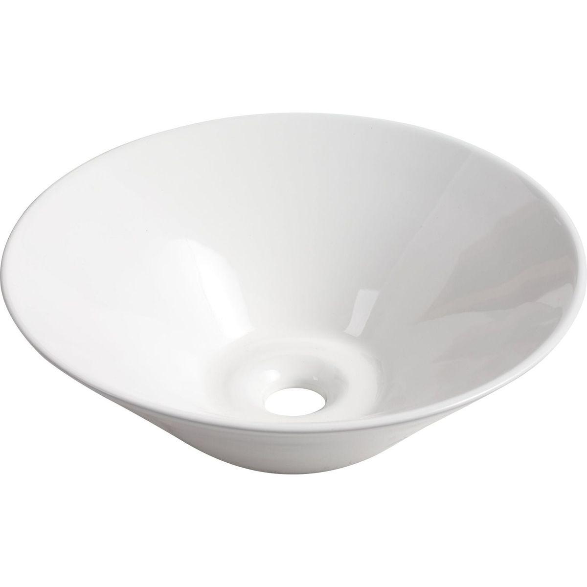 Ceramic Round Above Counter White Bathroom Sink Art Basin(BAB217MOWH)