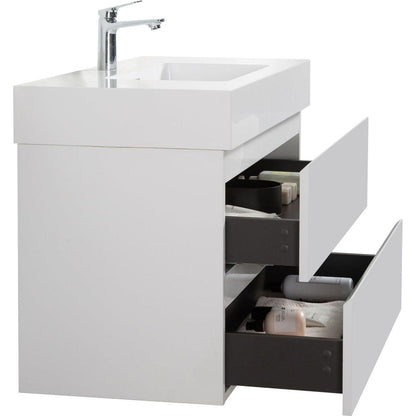 Alice 36" White Bathroom Vanity with Sink, Large Storage Wall Mounted Floating Bathroom Vanity for Modern Bathroom, One-Piece White Sink Basin without Drain and Faucet, Pre-assembled