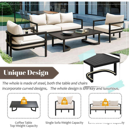 Multi-person Outdoor Steel Sofa Set, Waterproof, Anti-rust and Anti-uv, Suitable for Gardens and Lawns
