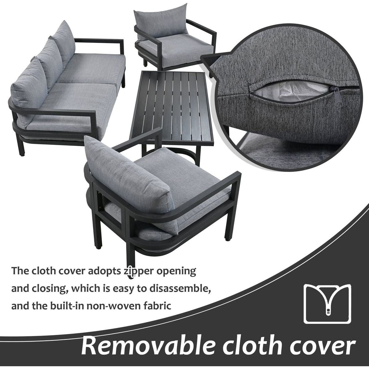 Multi-person Outdoor Steel Sofa Set, Waterproof, Anti-rust and Anti-uv, Suitable for Gardens and Lawns