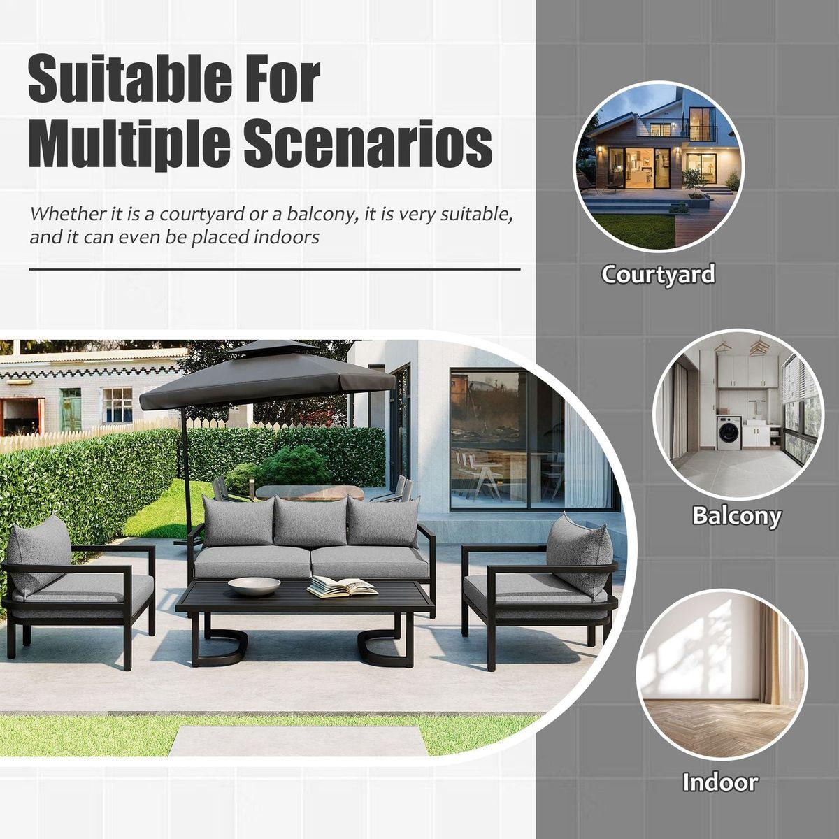 Multi-person Outdoor Steel Sofa Set, Waterproof, Anti-rust and Anti-uv, Suitable for Gardens and Lawns