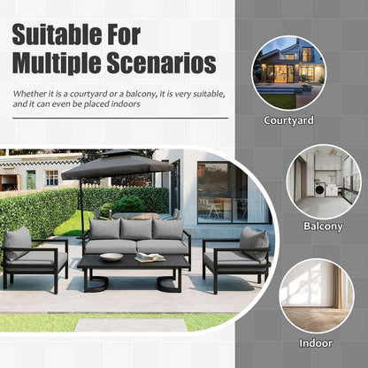 Multi-person Outdoor Steel Sofa Set, Waterproof, Anti-rust and Anti-uv, Suitable for Gardens and Lawns