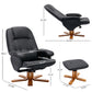 Recliner Chair with Ottoman, Swivel Recliner Chair with Wood Base for Livingroom, Bedroom, Faux Leather Beige,Black