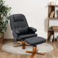 Recliner Chair with Ottoman, Swivel Recliner Chair with Wood Base for Livingroom, Bedroom, Faux Leather Beige,Black