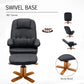 Recliner Chair with Ottoman, Swivel Recliner Chair with Wood Base for Livingroom, Bedroom, Faux Leather Beige,Black