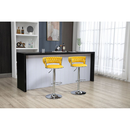 Swivel Bar Stools Set of 2 Adjustable Counter Height Chairs with Footrest for Kitchen, Dining Room 2PC/SET