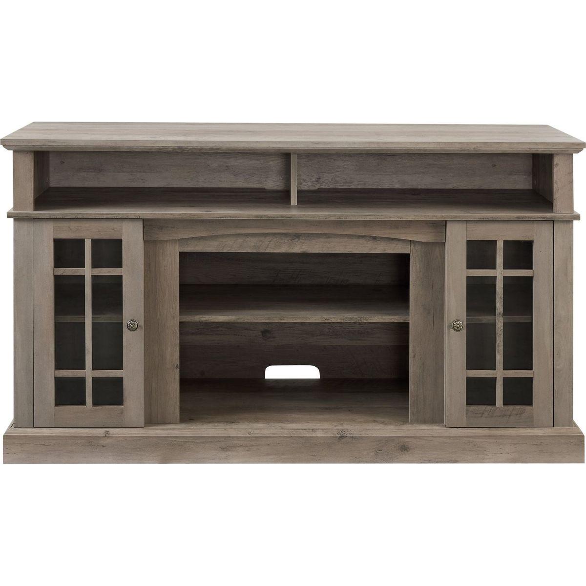 Classic TV Media Stand Modern Entertainment Console for TV Up to 65" with Open and Closed Storage Space, Gray Wash, 58.25"Wx15.75"Dx32"H