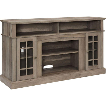 Classic TV Media Stand Modern Entertainment Console for TV Up to 65" with Open and Closed Storage Space, Gray Wash, 58.25"Wx15.75"Dx32"H