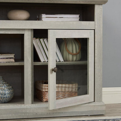 Contemporary TV Media Stand Modern Entertainment Console for TV Up to 65" with Open and Closed Storage Space, Stone Gray, 60"Wx15.75"Dx29"H