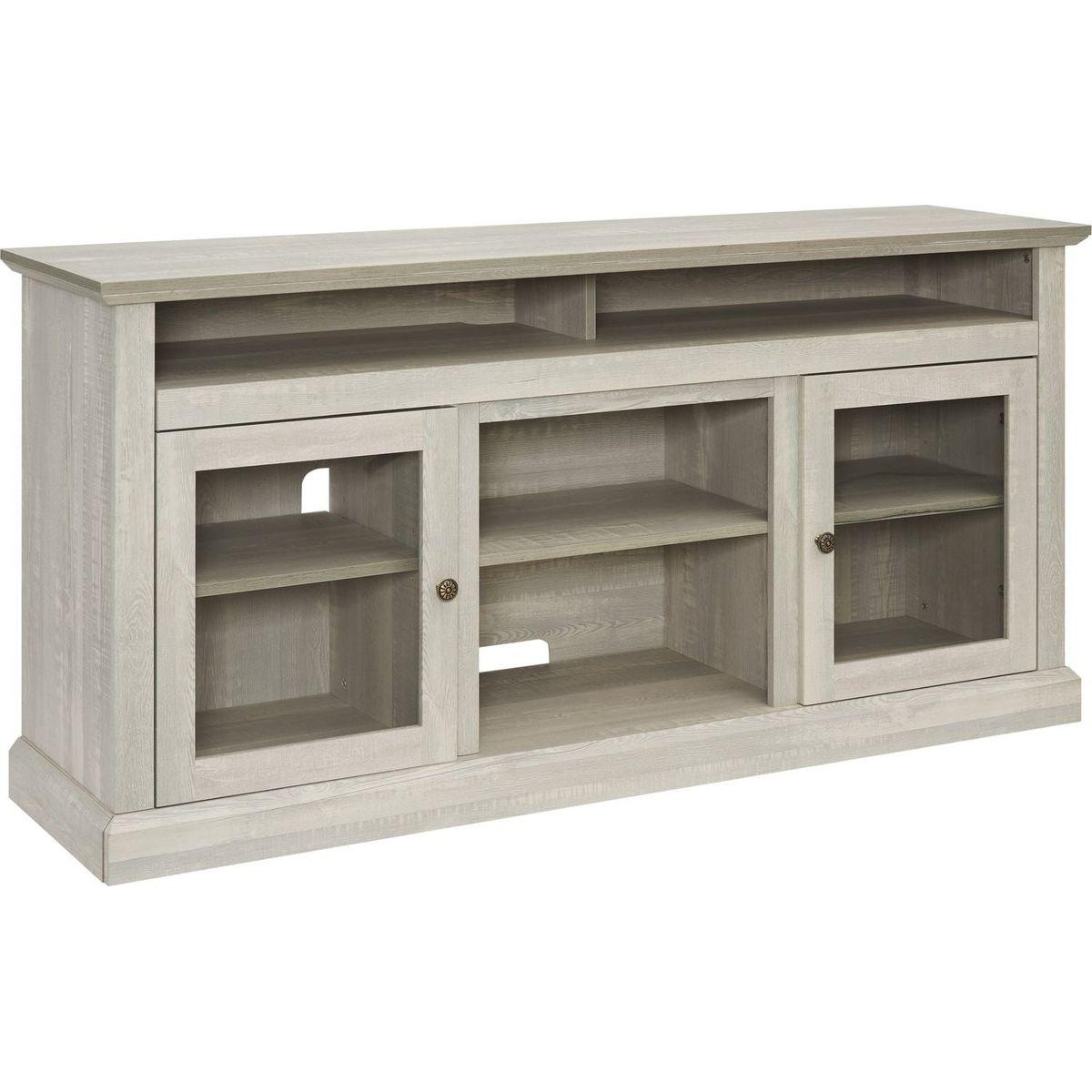 Contemporary TV Media Stand Modern Entertainment Console for TV Up to 65" with Open and Closed Storage Space, Stone Gray, 60"Wx15.75"Dx29"H
