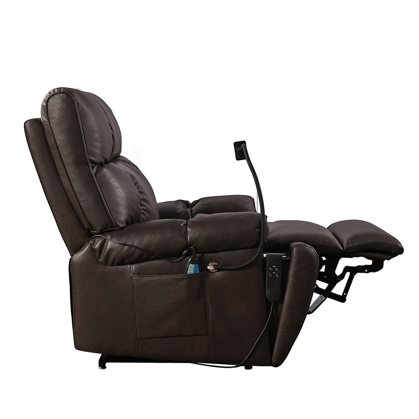 Recliner Chair with Phone Holder,Electric Power Lift Recliner Chair with 2 Motors Massage and Heat for Elderly, 3 Positions, 2 Side Pockets, Cup Holders