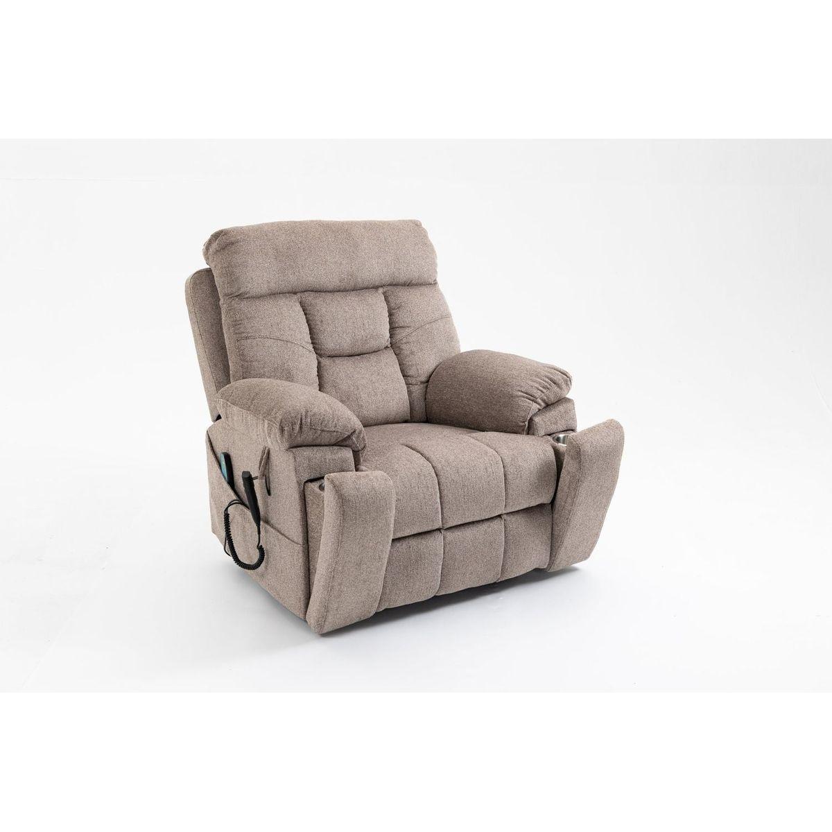 Old age electric lift chair, flat high density foam electric sofa, with heating and massage functions, can tilt to 180 degrees, 2 pocket cup holders, 2 remote controls, dual OKIN motors