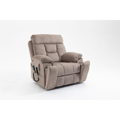 Old age electric lift chair, flat high density foam electric sofa, with heating and massage functions, can tilt to 180 degrees, 2 pocket cup holders, 2 remote controls, dual OKIN motors