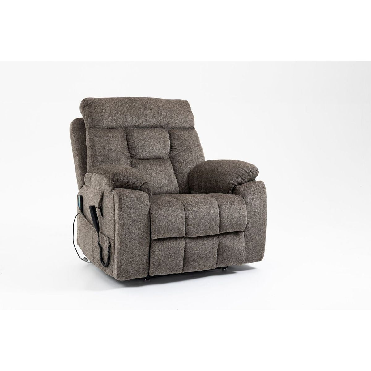 Old age electric lift chair, flat high density foam electric sofa, with heating and massage functions, can tilt to 180 degrees, 2 pocket cup holders, 2 remote controls, dual OKIN motors