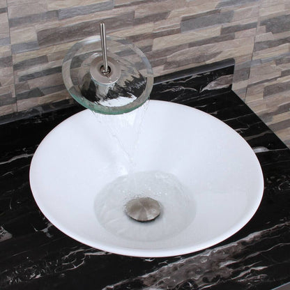 Ceramic Round Above Counter White Bathroom Sink Art Basin(BAB217MOWH)